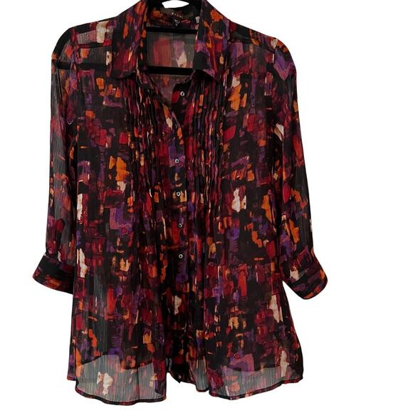 Fever Women's 3/4 Sleeve See‎ Through Blouse Size Medium - Picture 2 of 7